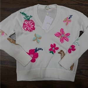 Lilly Pulitzer Tensley Sweater in Coconut: Endless Summer Embroidery